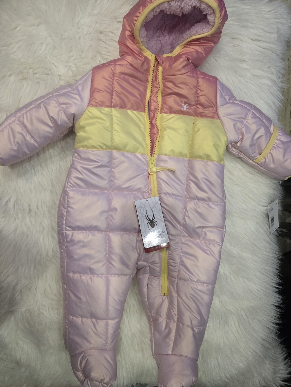 Spyder Infant Hooded Insulated Puffer Snowsuit Pink & Yellow